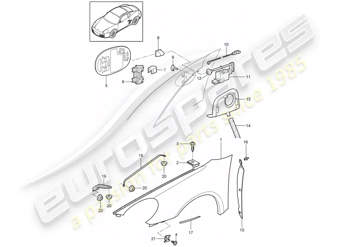 porsche 2009 (987 cayman) defensa diagrama de piezas