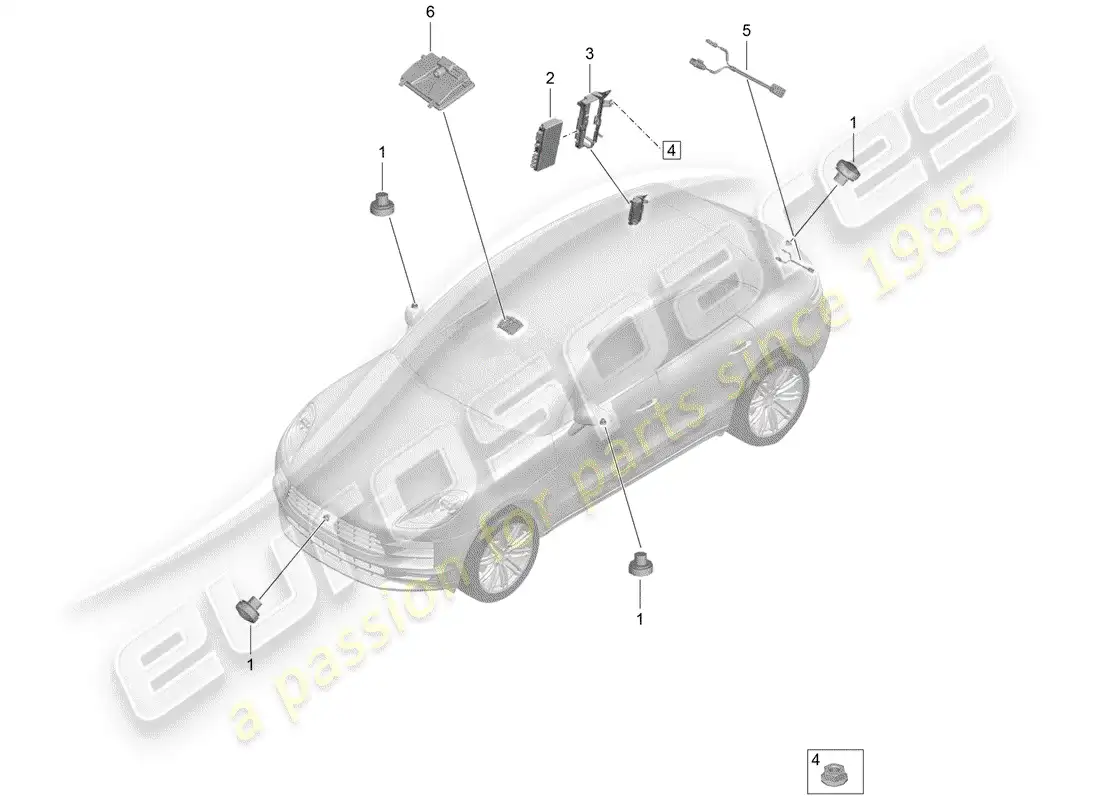 porsche 2019 (macan) cámara trasera diagrama de piezas