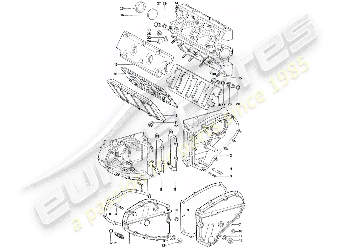 porsche 1976 (911) caja de cadena - carcasa del árbol de levas - juego de reparación para mantenimiento - ver ilustración: diagrama de piezas