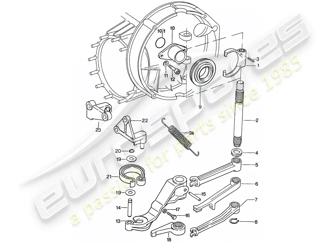 porsche 1976 (911) liberación del embrague diagrama de piezas