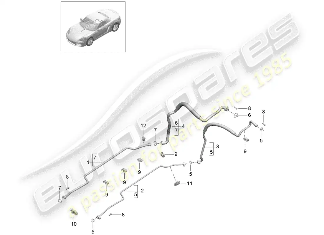 porsche 2018 (718 boxster) circuito refrigerante diagrama de piezas