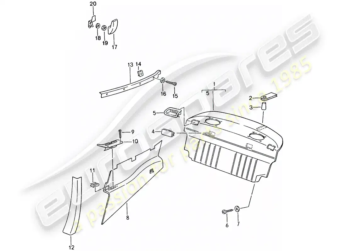 porsche 1995 (993) equipamiento interior diagrama de piezas