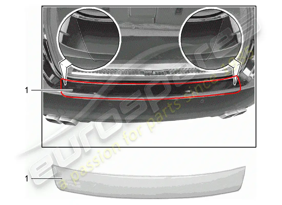 porsche 2020 (tequipment cayenne) protección del borde de carga diagrama de piezas