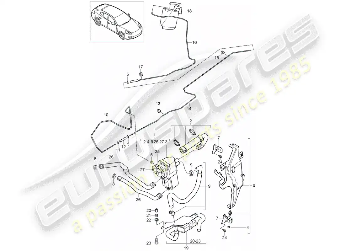 porsche 2016 (panamera 970) calentador adicional diagrama de piezas