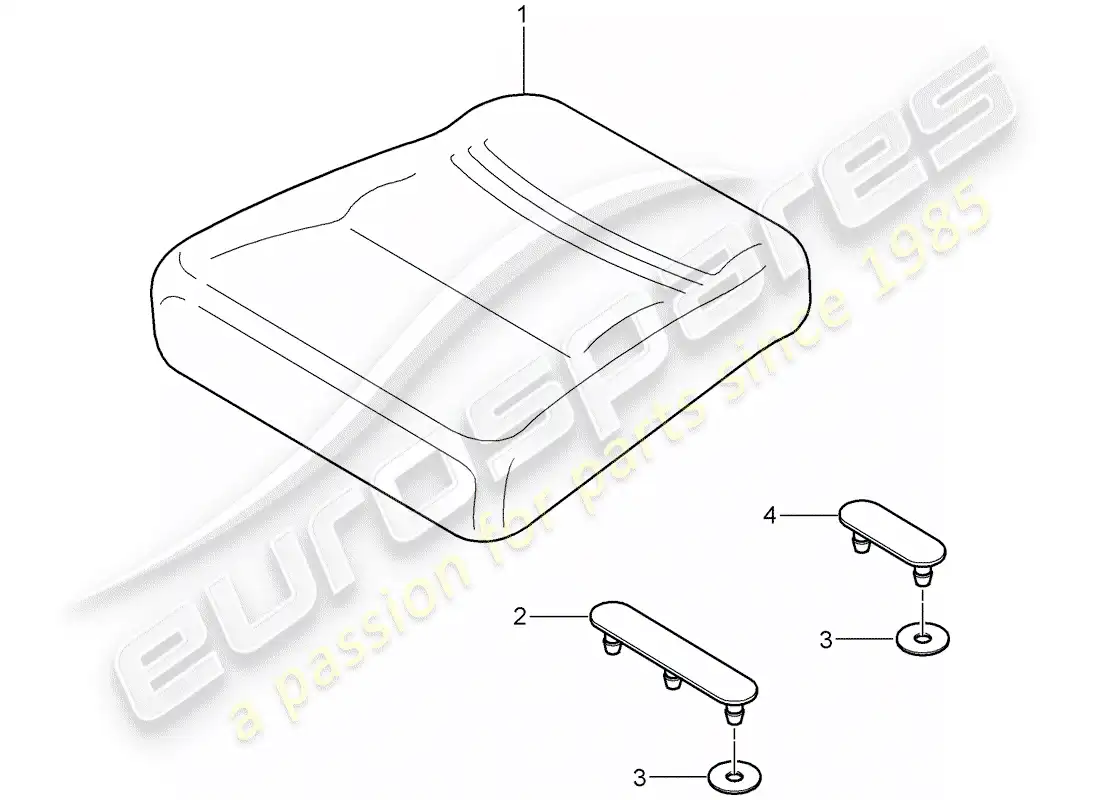 porsche 2004 (996 turbo / gt2) diagrama de piezas del cojín del asiento trasero