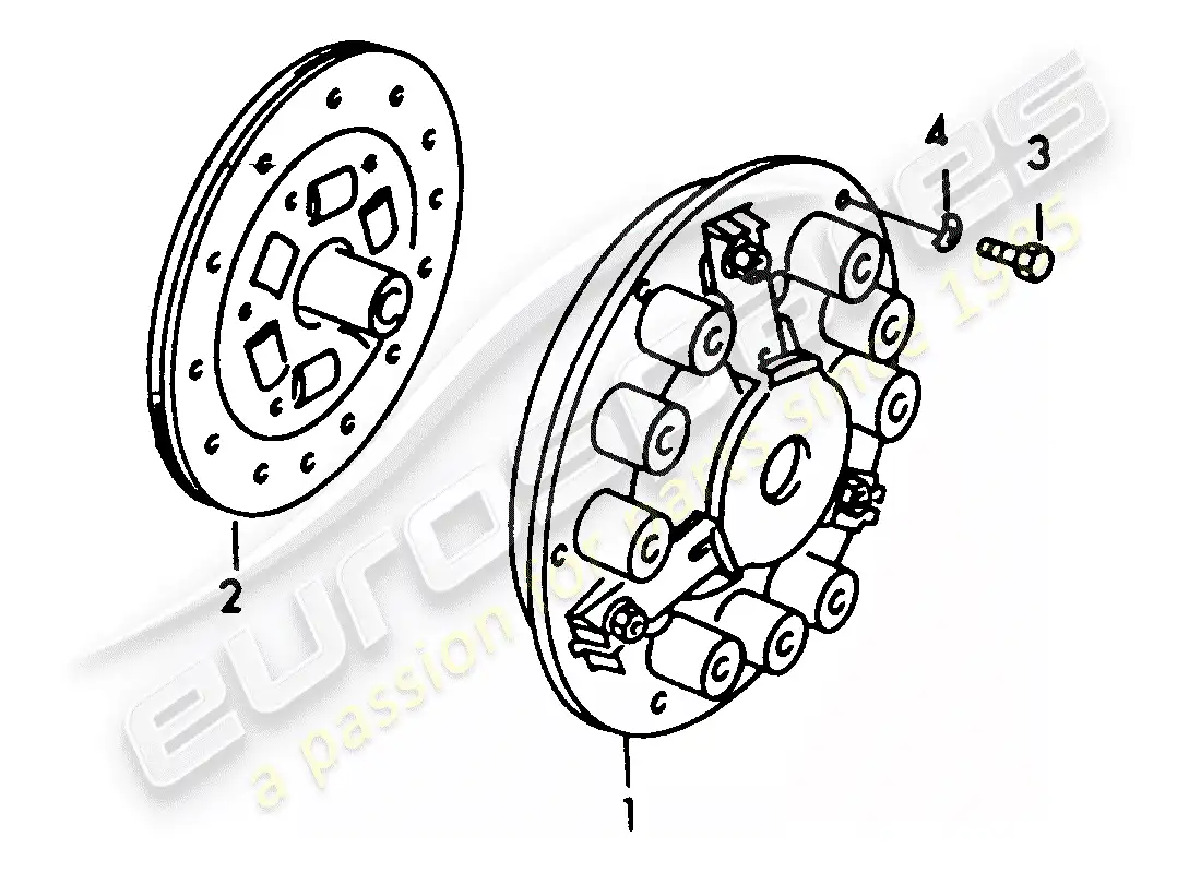 porsche 1958 (356/356a) embrague diagrama de piezas