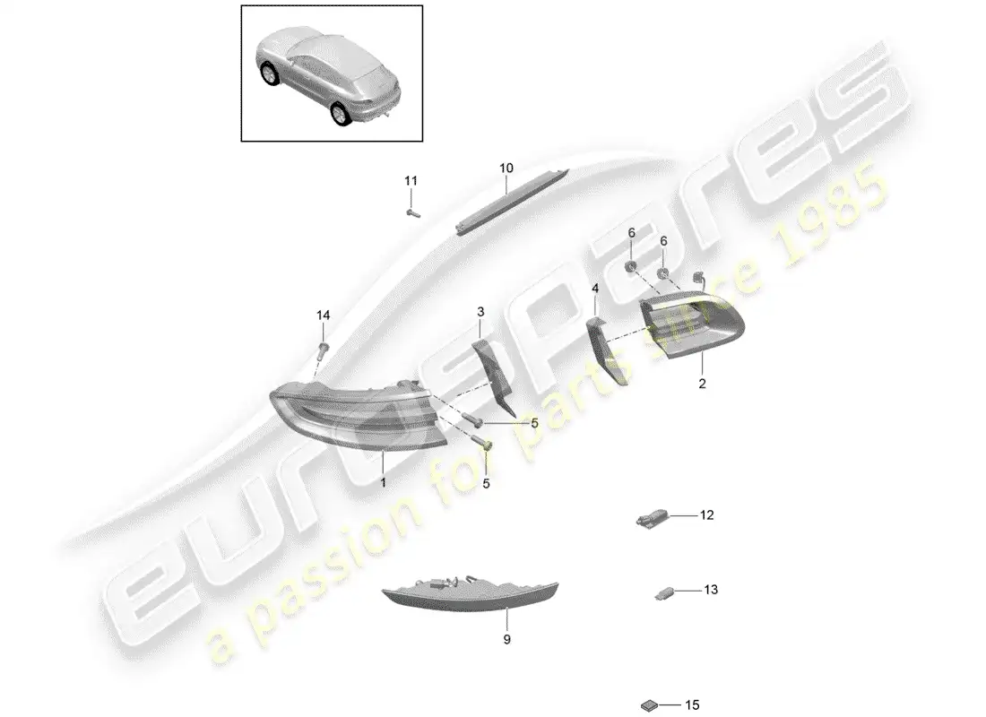 porsche 2016 (macan) luz trasera diagrama de piezas