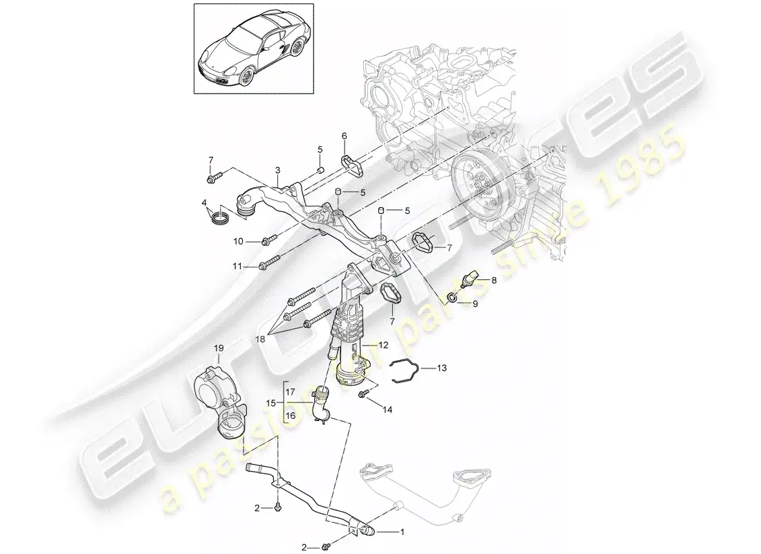 porsche 2010 (987 cayman) submarco diagrama de piezas