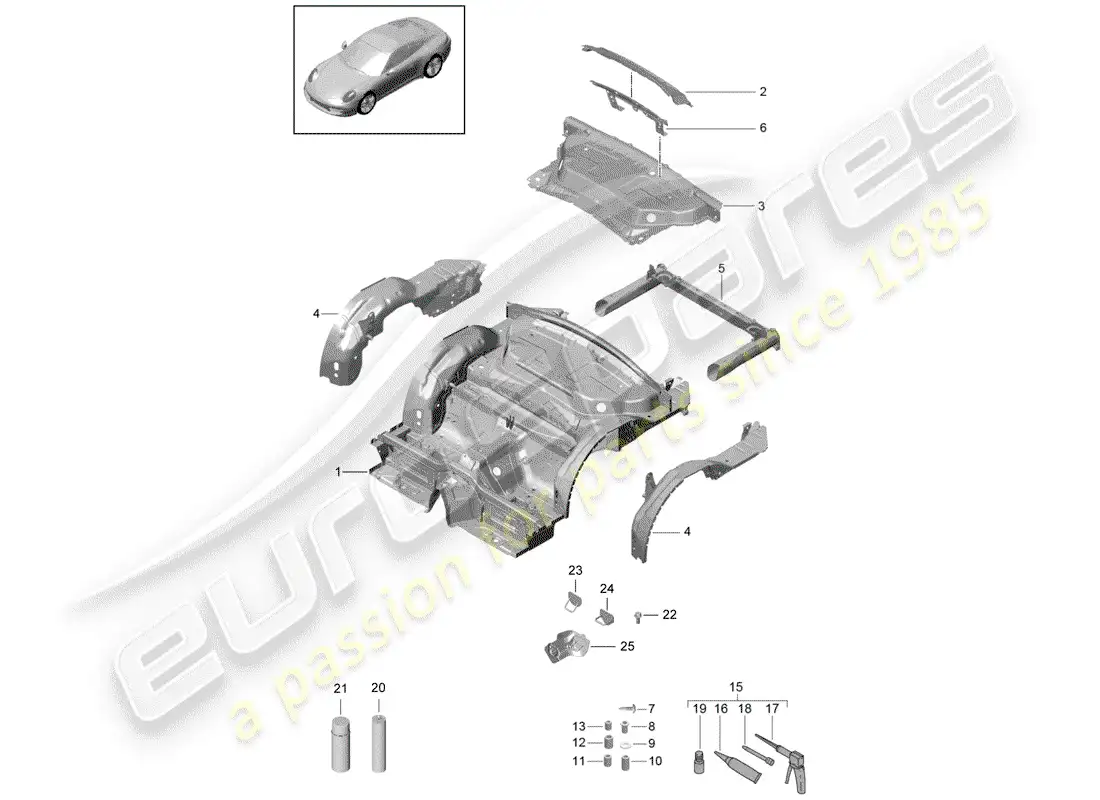 porsche 2015 (991-1) extremo posterior diagrama de piezas