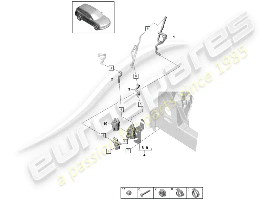 porsche 2020 (cayenne e3 9ya/9yb) calentador diagrama de piezas