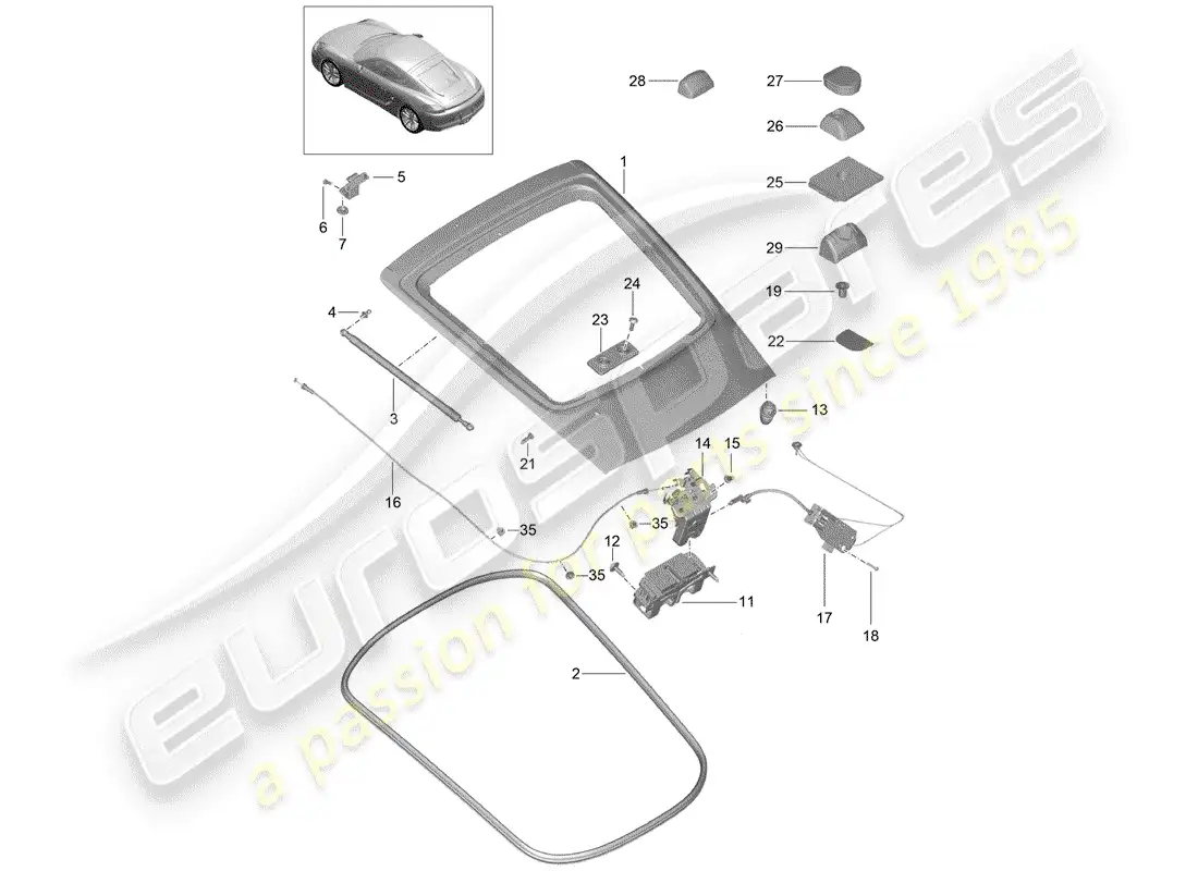 porsche 2014 (981 cayman) cubrir diagrama de piezas