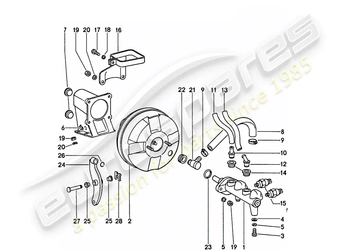 porsche 1977 (911) cilindro maestro de freno - para vehículos con - refuerzo de freno - d - mj 1977>> diagrama de piezas