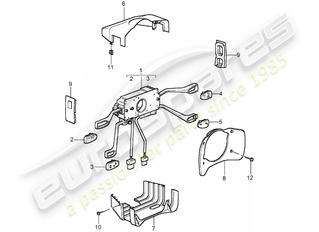 porsche 2002 (996 gt3) interruptor de la columna de dirección diagrama de piezas
