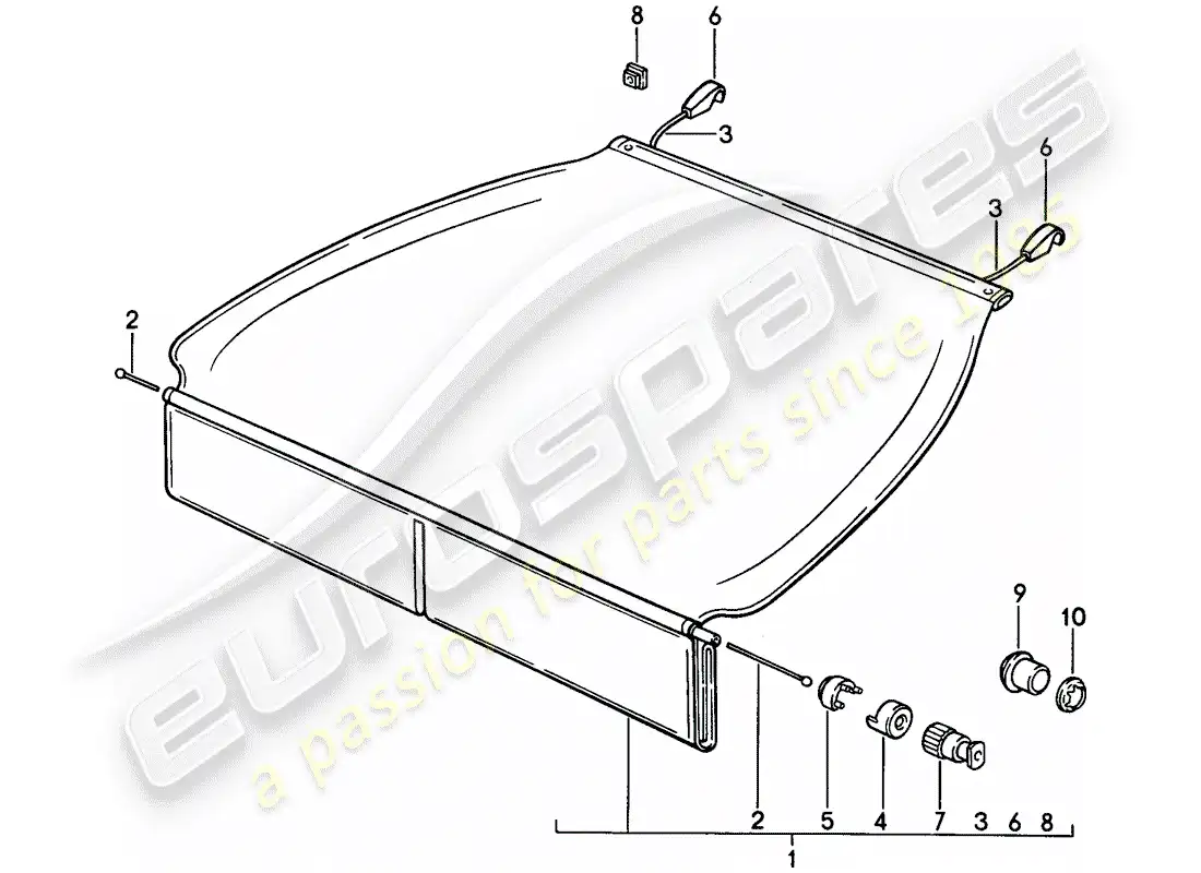 porsche 1993 (968) cubierta del maletero diagrama de piezas
