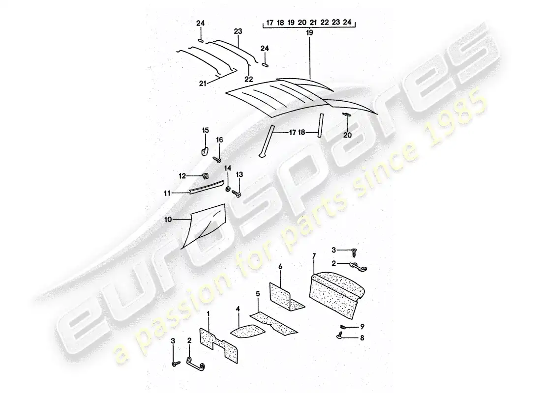 porsche 1977 (911 turbo) recubrimiento diagrama de piezas