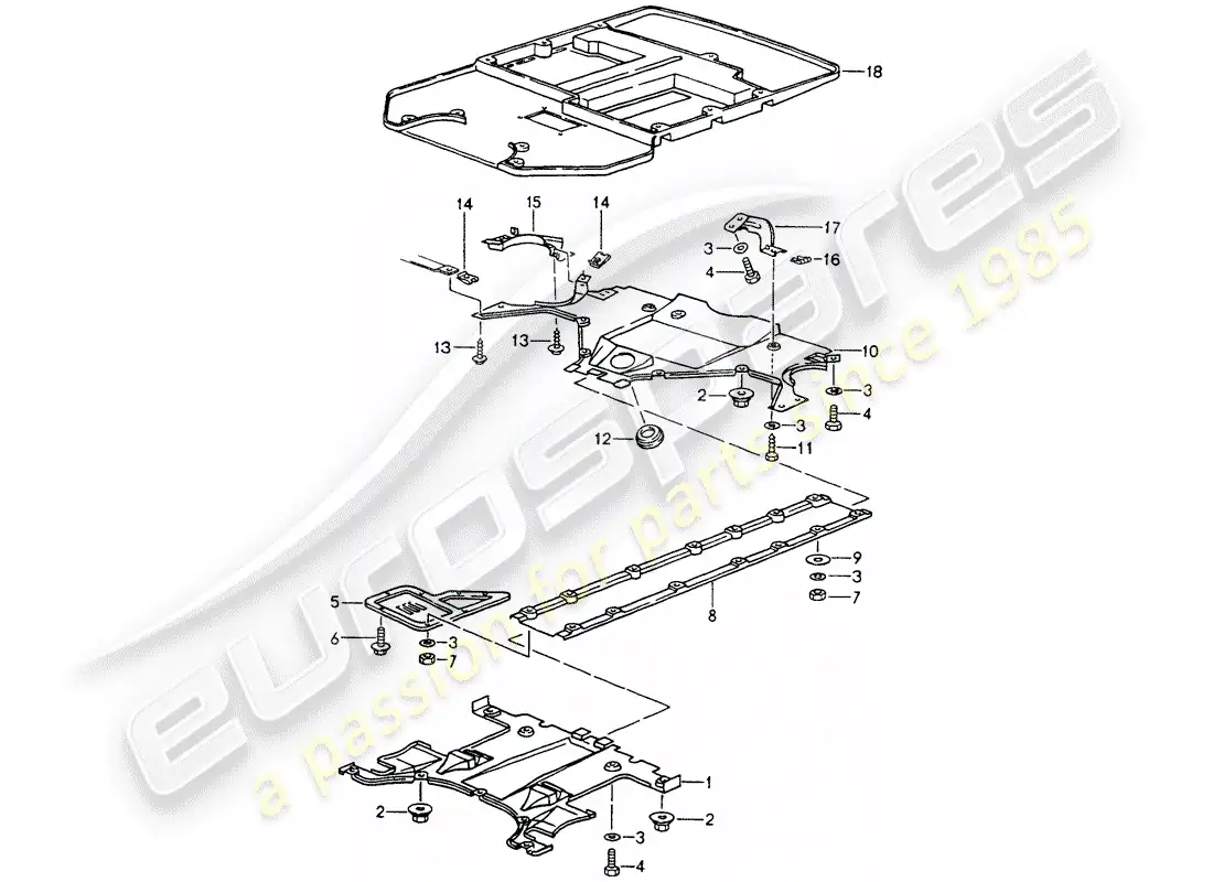 porsche 1993 (964) cubierta - bajos diagrama de piezas