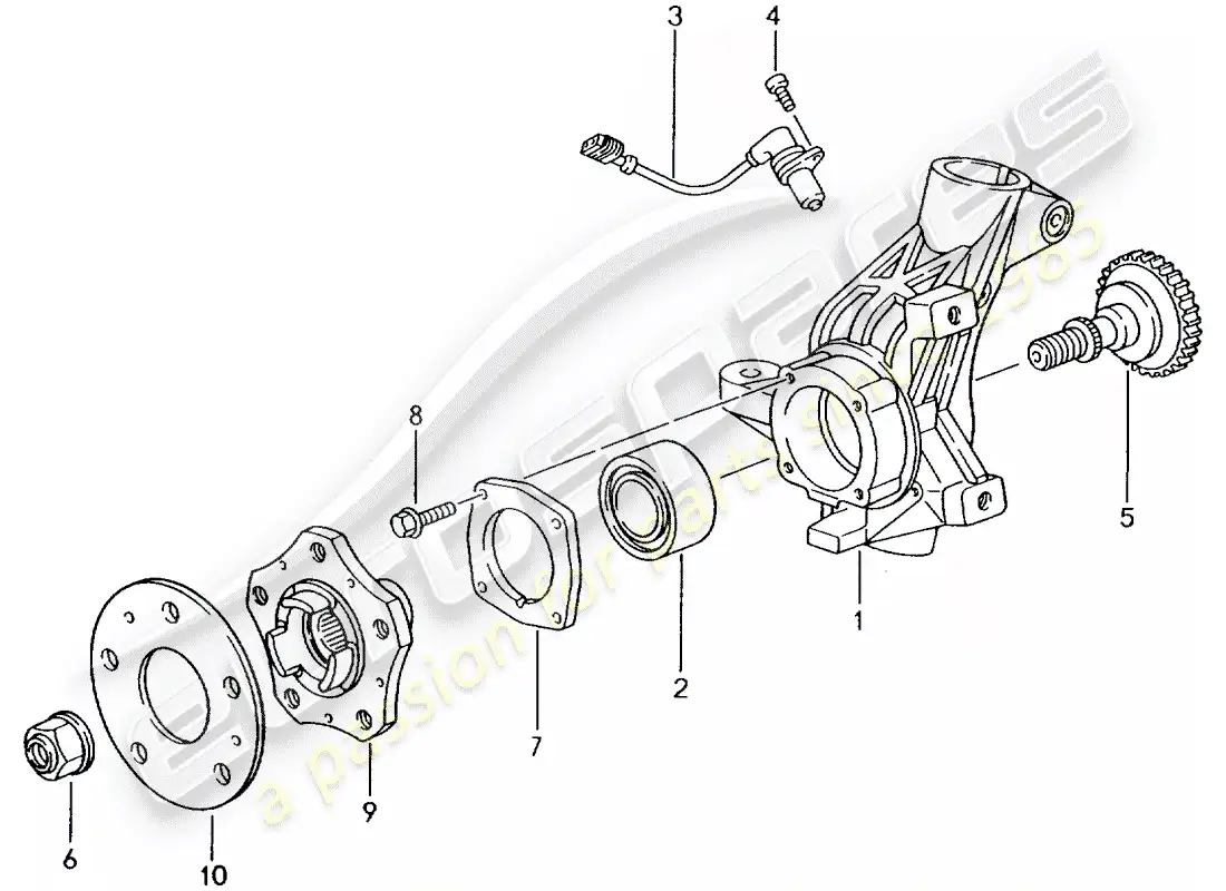 porsche 2003 (996 gt3) porta ruedas - cubo de rueda diagrama de piezas
