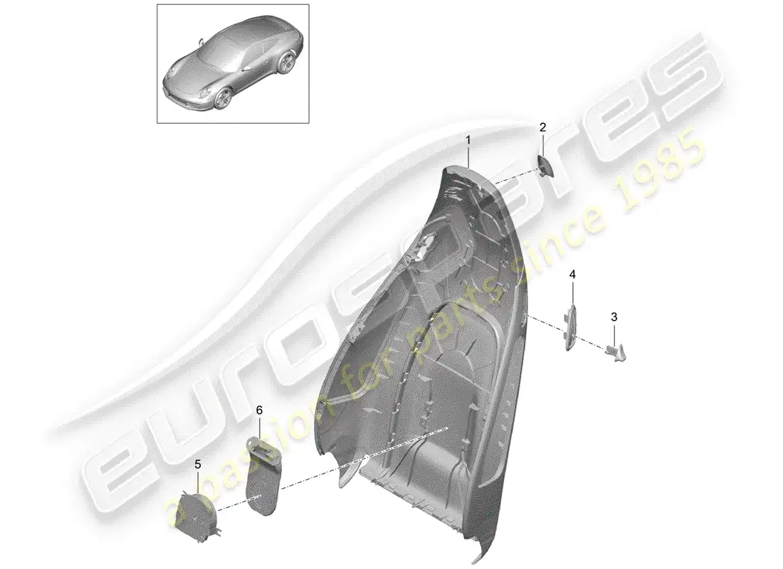 porsche 2014 (991-1) carcasa del respaldo diagrama de piezas