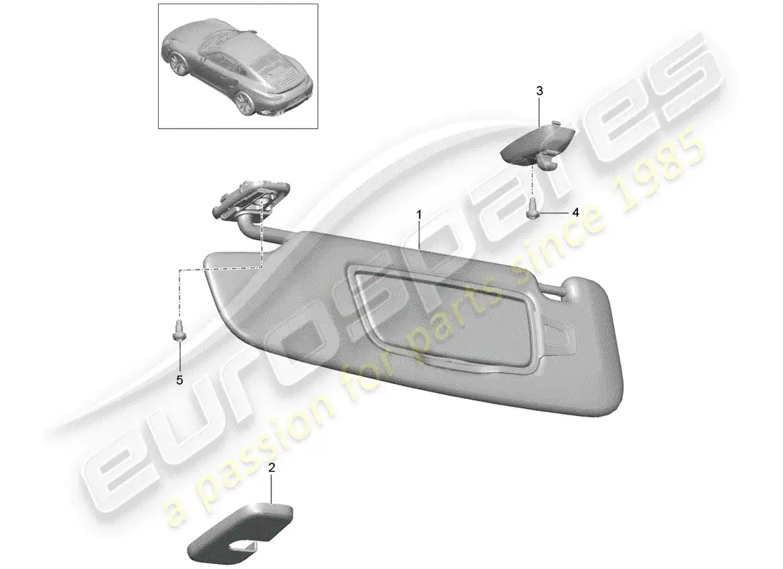 porsche 2014 (991-1 turbo) sun vizors diagrama de piezas