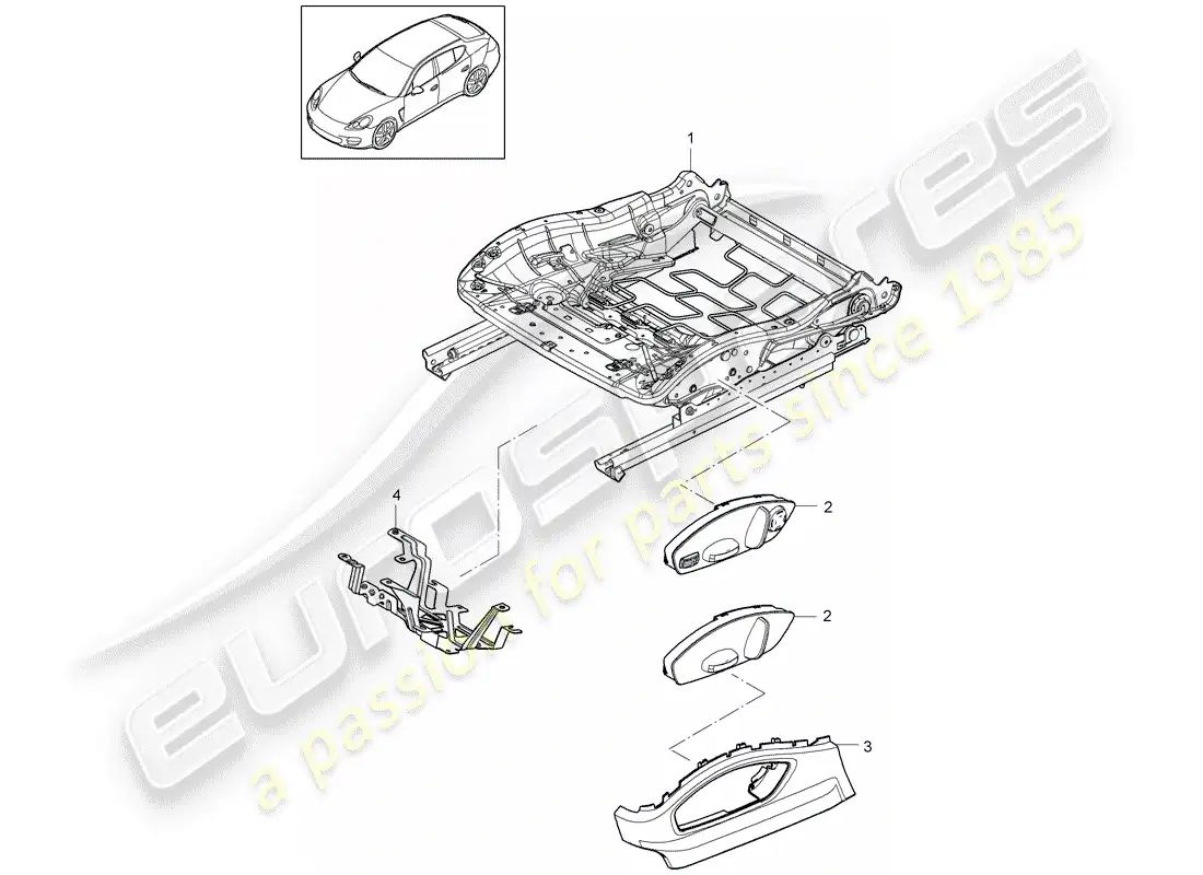 porsche 2014 (panamera 970) estructura del asiento diagrama de piezas