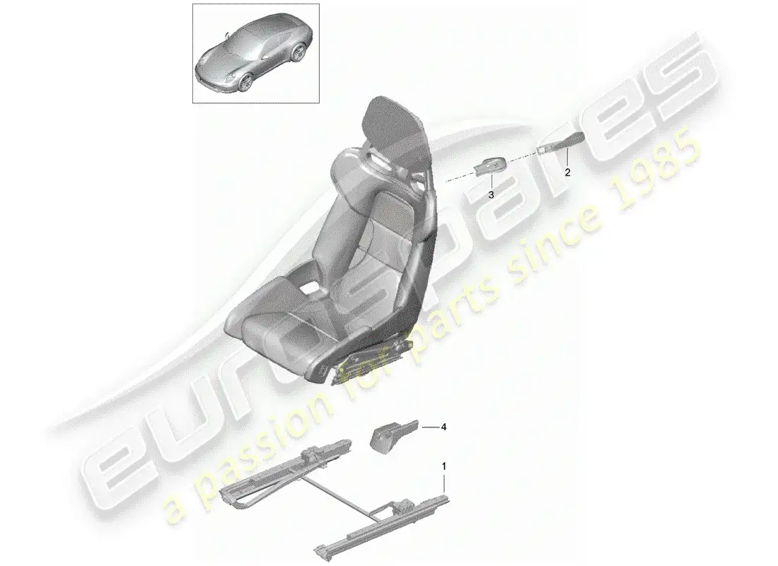 porsche 2014 (991-1) asiento diagrama de piezas