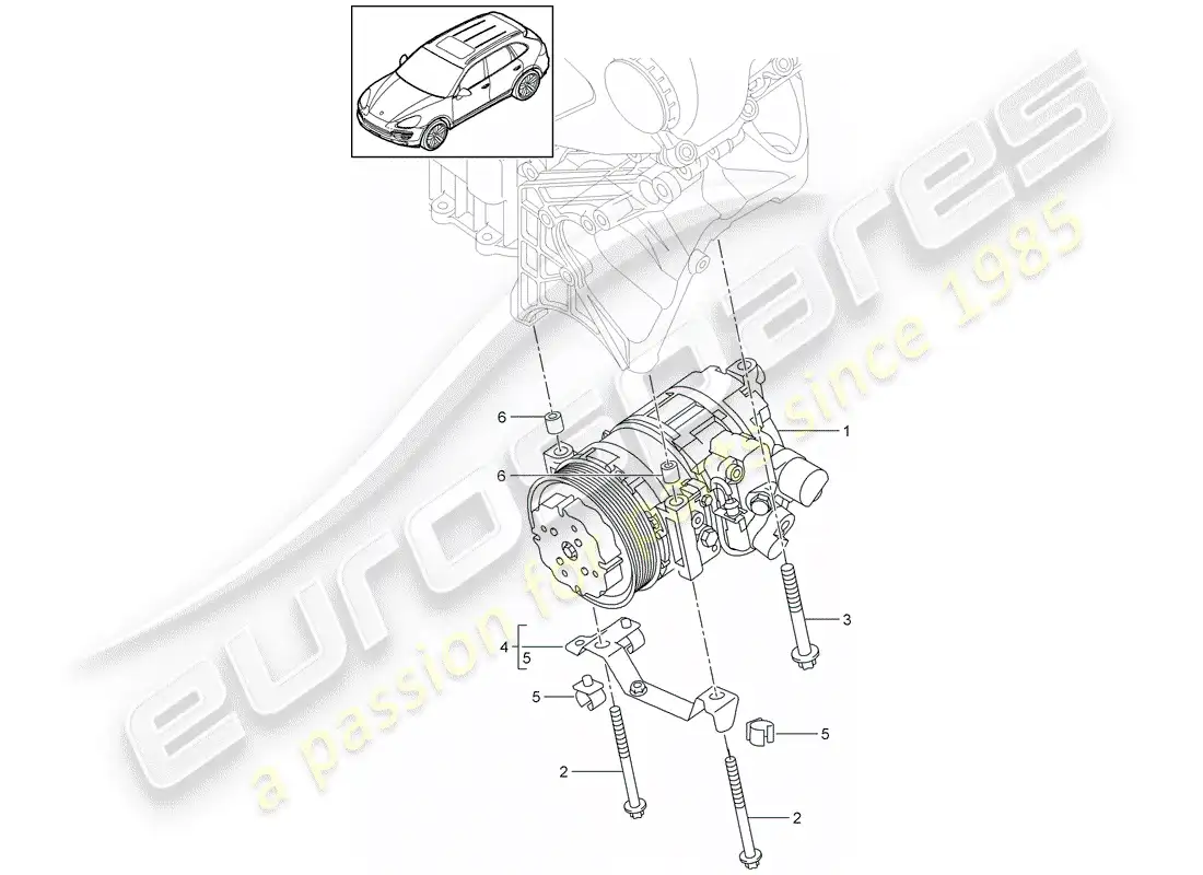 porsche 2011 (cayenne e2 92a) compresor diagrama de piezas