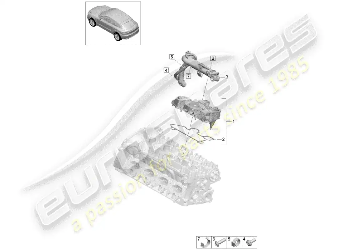 porsche 2019 (macan) separador de aceite diagrama de piezas