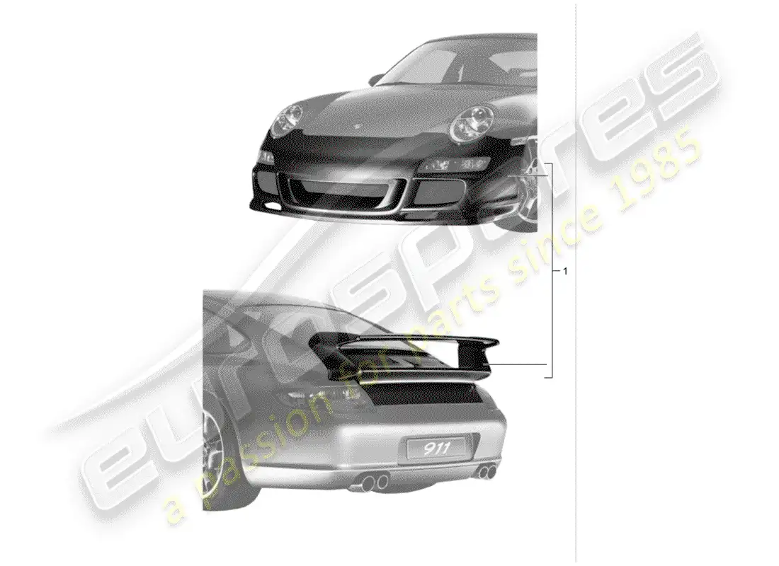 porsche 1990 (tequipment) aerokit diagrama de piezas