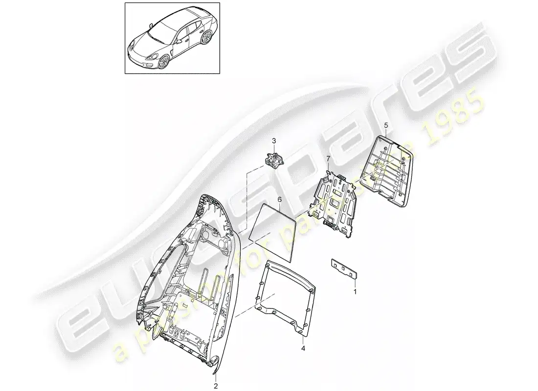 porsche 2014 (panamera 970) marco del respaldo diagrama de piezas