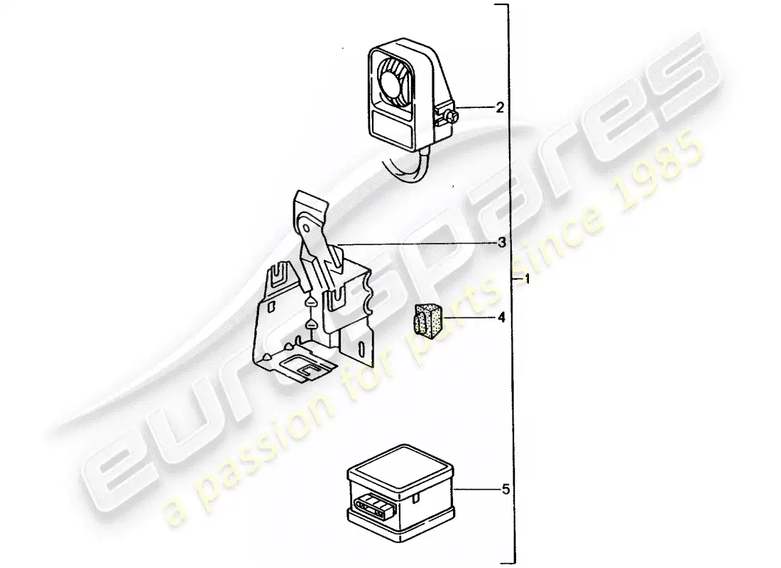 porsche 1989 (tequipment) bocina de alarma diagrama de piezas