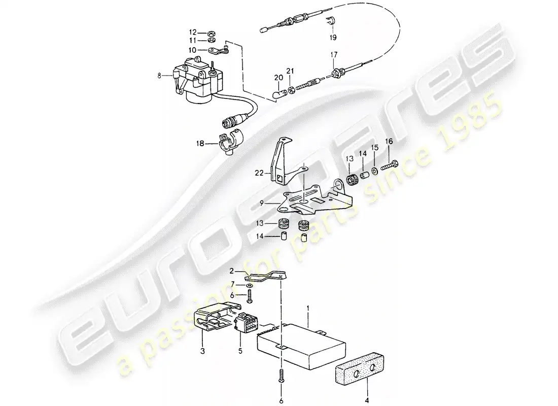 porsche 1992 (964) sistema de control de crucero diagrama de piezas