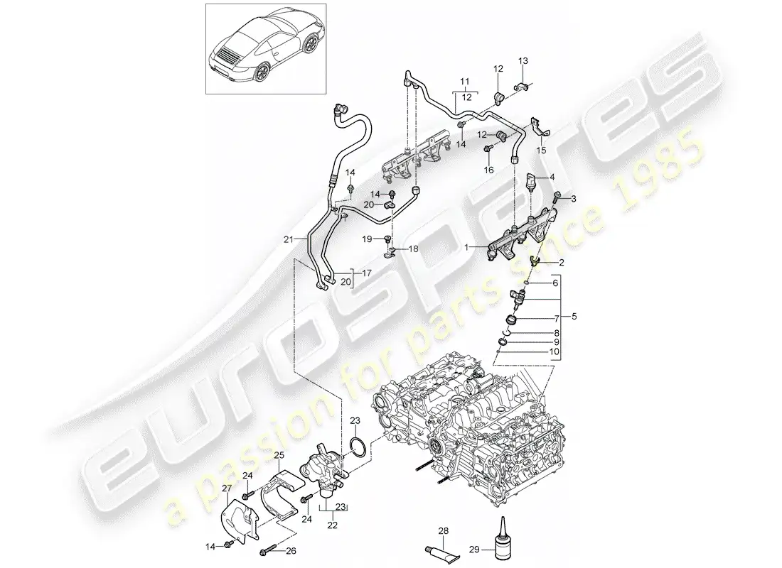 porsche 2012 (997-2) tubo de recogida de combustible diagrama de piezas
