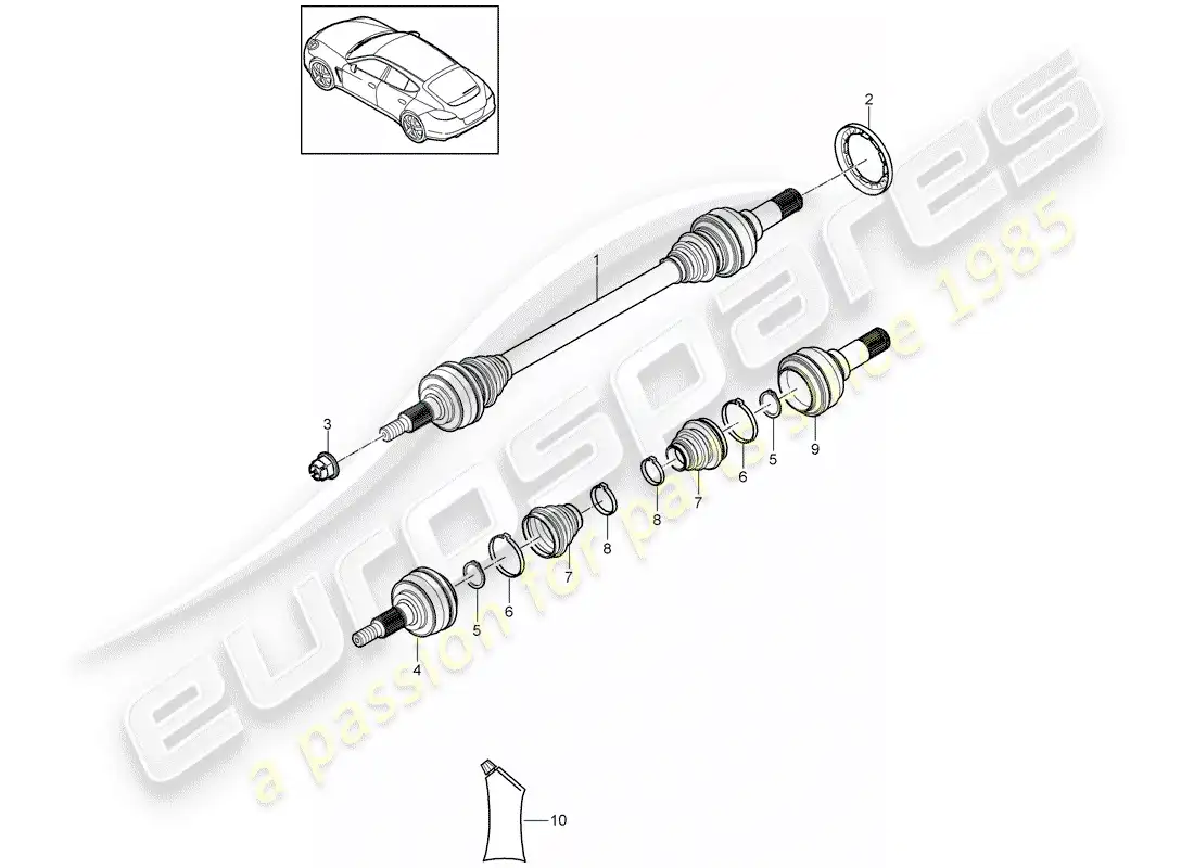porsche 2014 (panamera 970) eje de accionamiento diagrama de piezas