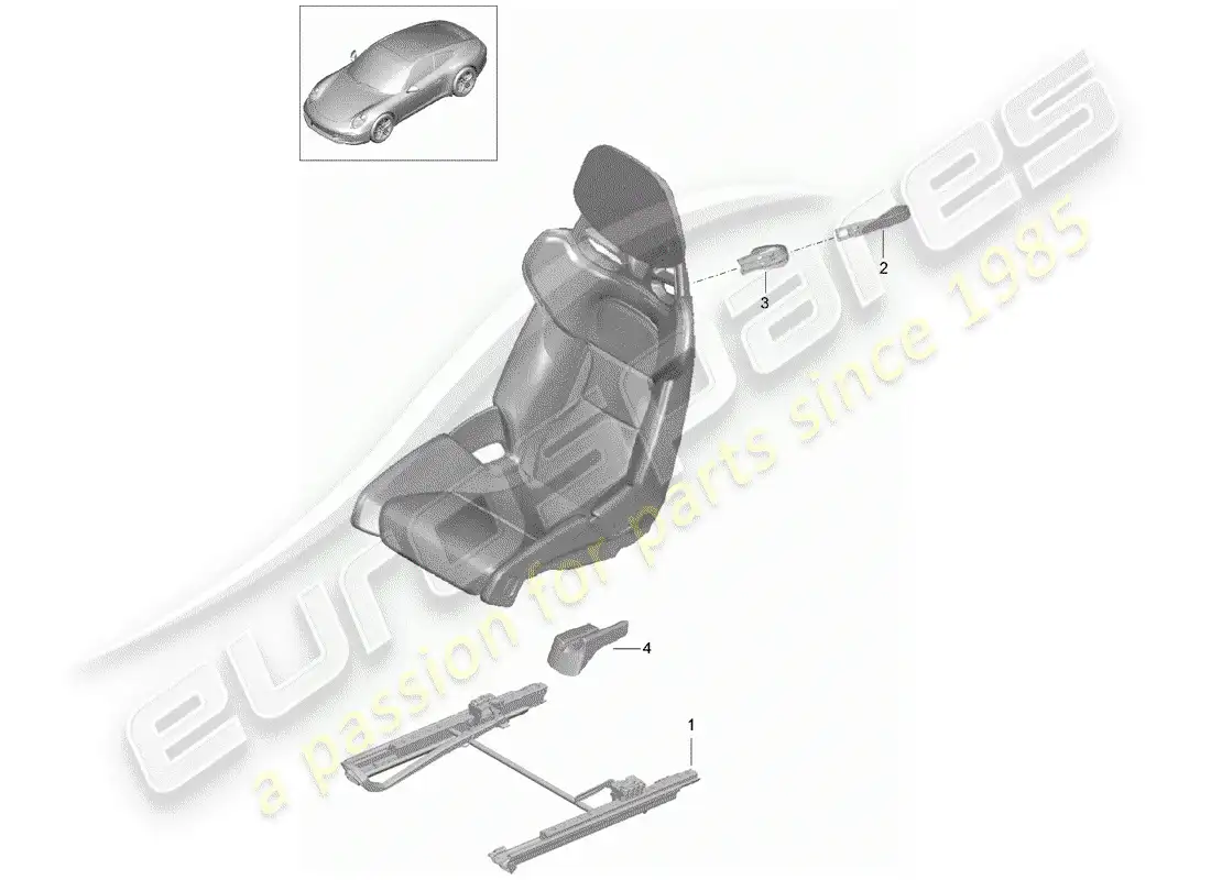 porsche 2012 (981 boxster) asiento diagrama de piezas