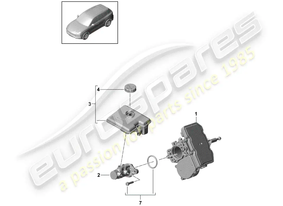 porsche 2018 (cayenne e3 9ya/9yb) cilindro maestro de freno en tándem diagrama de piezas