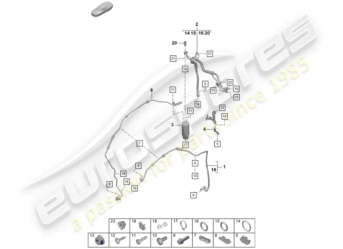 porsche 2019 (718 boxster spyder) aire acondicionado diagrama de piezas