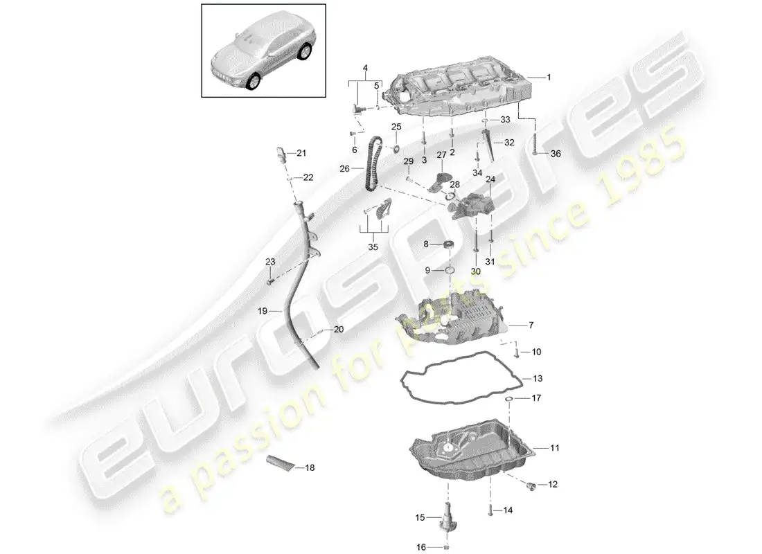 porsche 2018 (macan) diagrama de piezas del colector de admisión