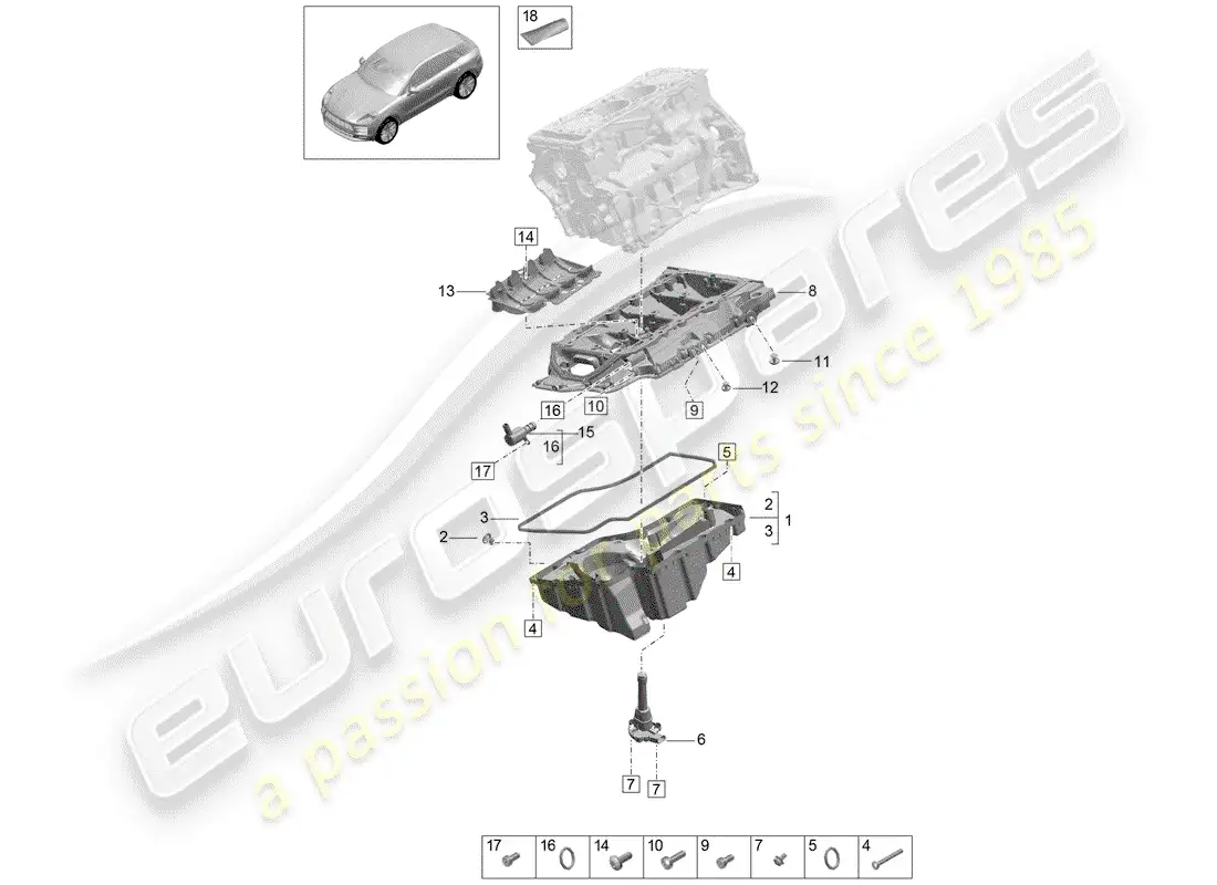 porsche 2019 (macan) oil-conducting housing diagrama de piezas