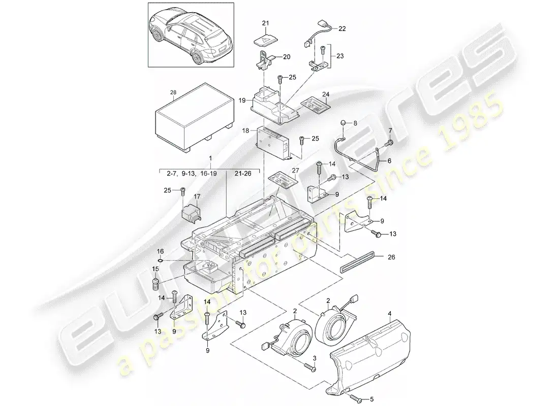 porsche 2017 (cayenne e2 92a) híbrido diagrama de piezas