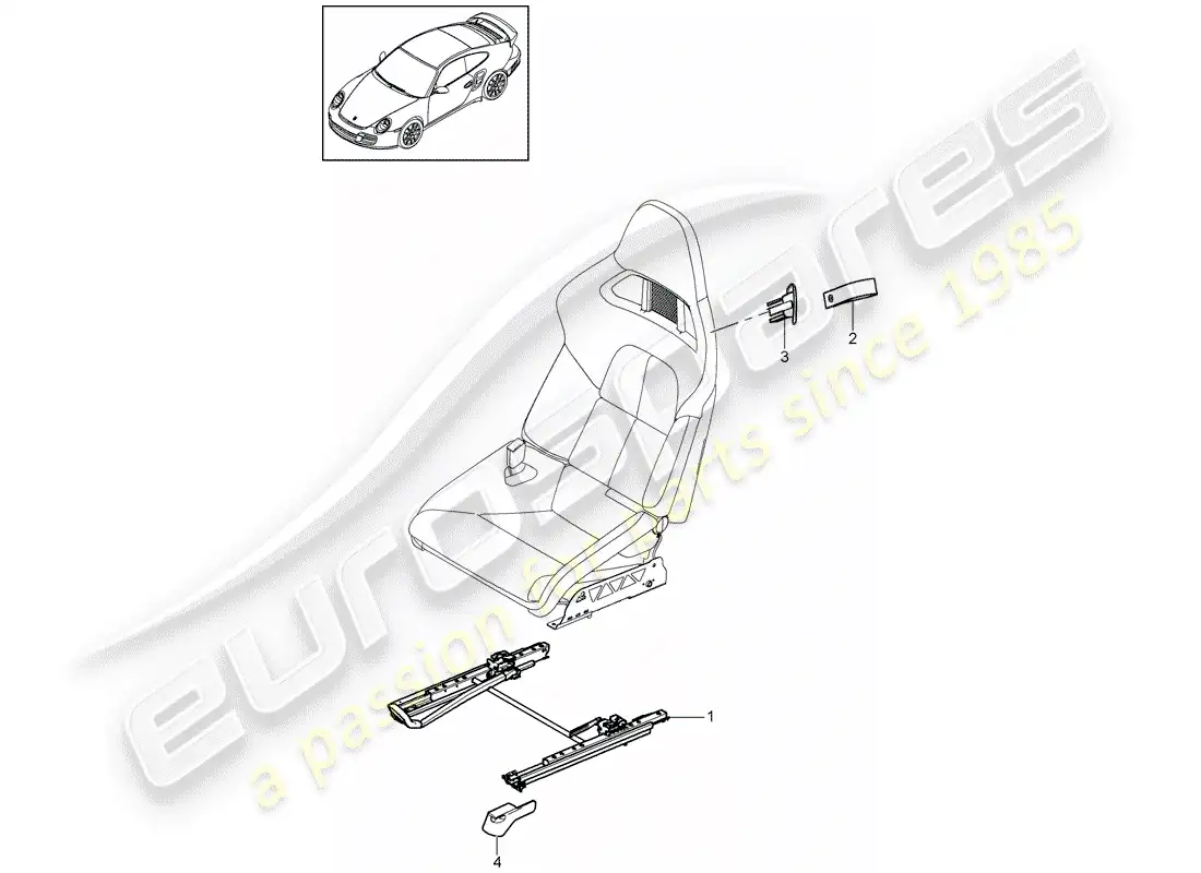 porsche 2013 (997-2 turbo / gt2 rs) asiento diagrama de piezas