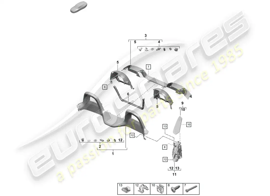 porsche 2020 (718 boxster spyder) adornos diagrama de piezas