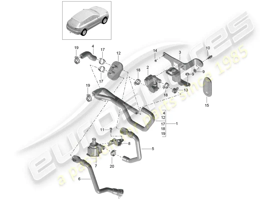 porsche 2018 (macan) calefacción, aire acondicionado. diagrama de piezas del sistema