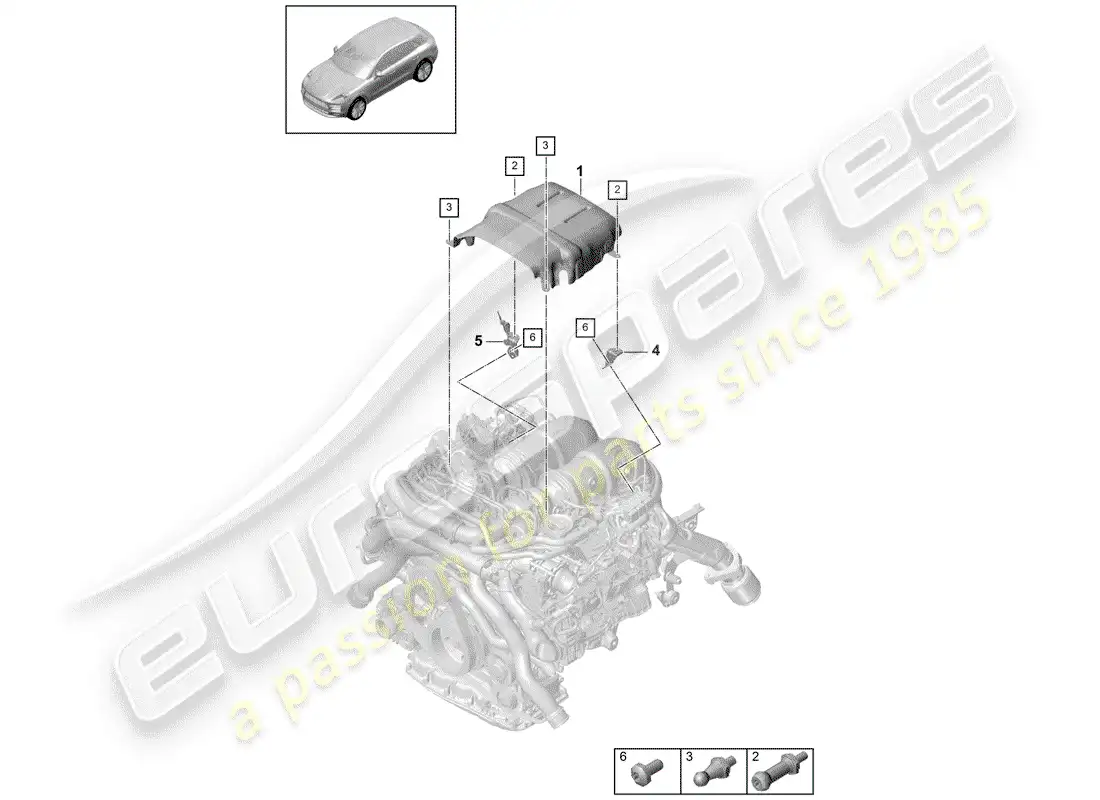 porsche 2019 (macan) cabeza de cilindro diagrama de piezas
