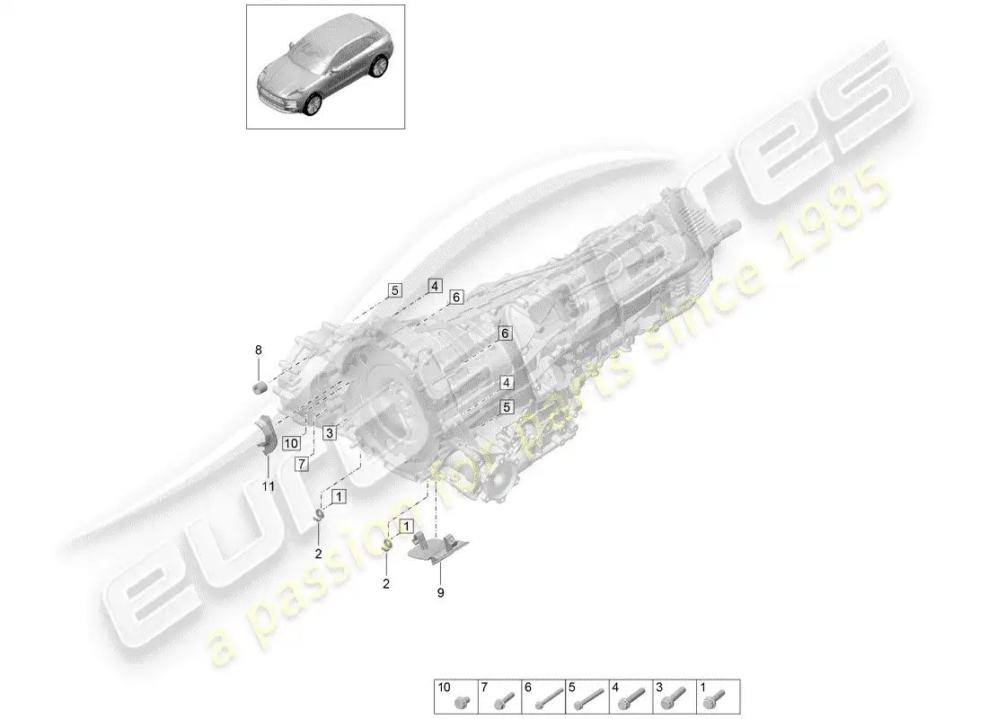 porsche 2019 (macan) piezas de montaje para motor y diagrama de piezas