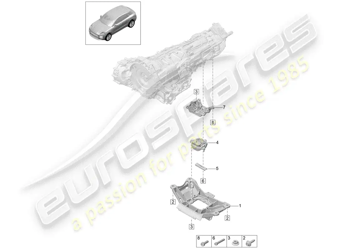 porsche 2019 (macan) transportador de transmisión diagrama de piezas