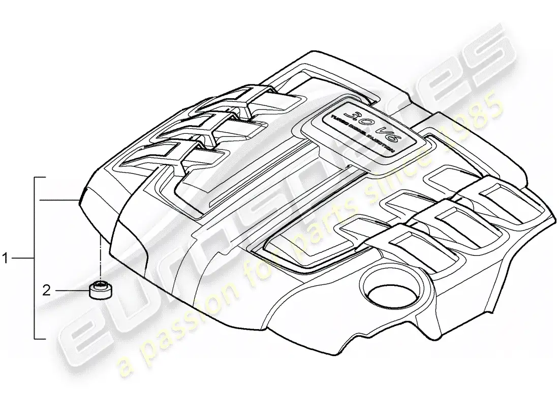 porsche 2008 (cayenne e1 9pa) cubierta del motor diagrama de piezas