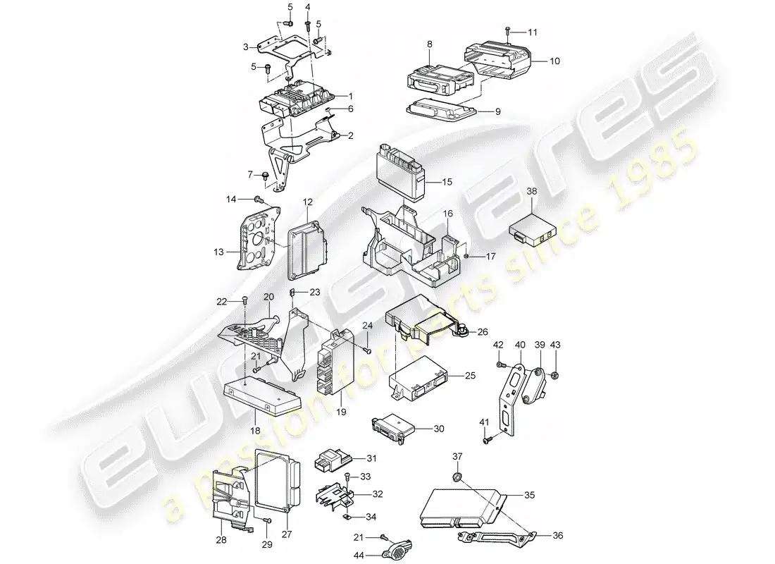 porsche 2008 (cayenne e1 9pa) unidades de control diagrama de piezas