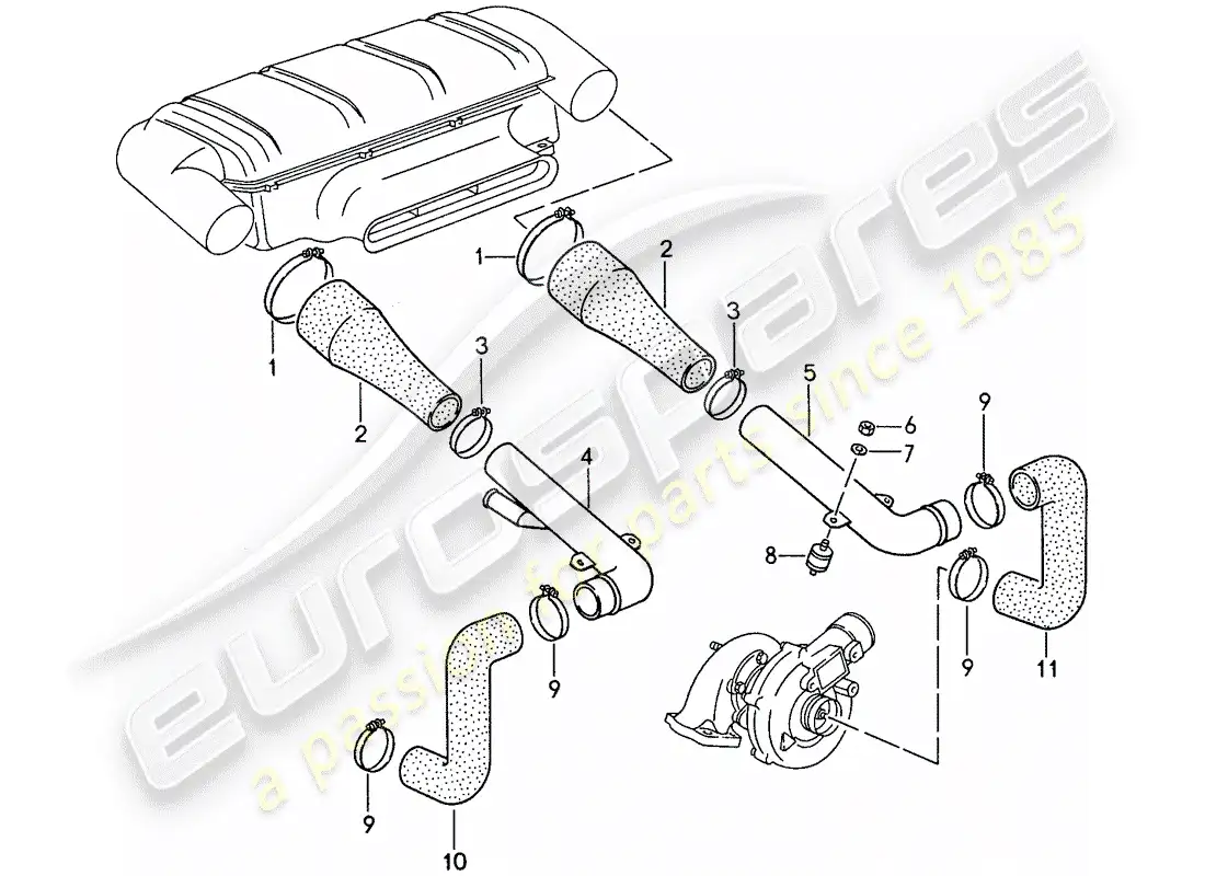 porsche 1987 (959) sistema de admisión 2 diagrama de piezas