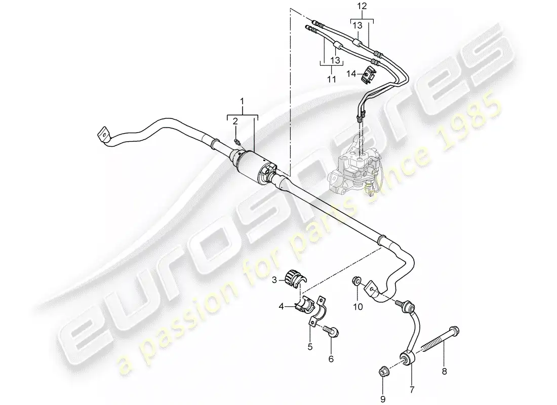 porsche 2009 (cayenne e1 9pa) estabilizador diagrama de piezas