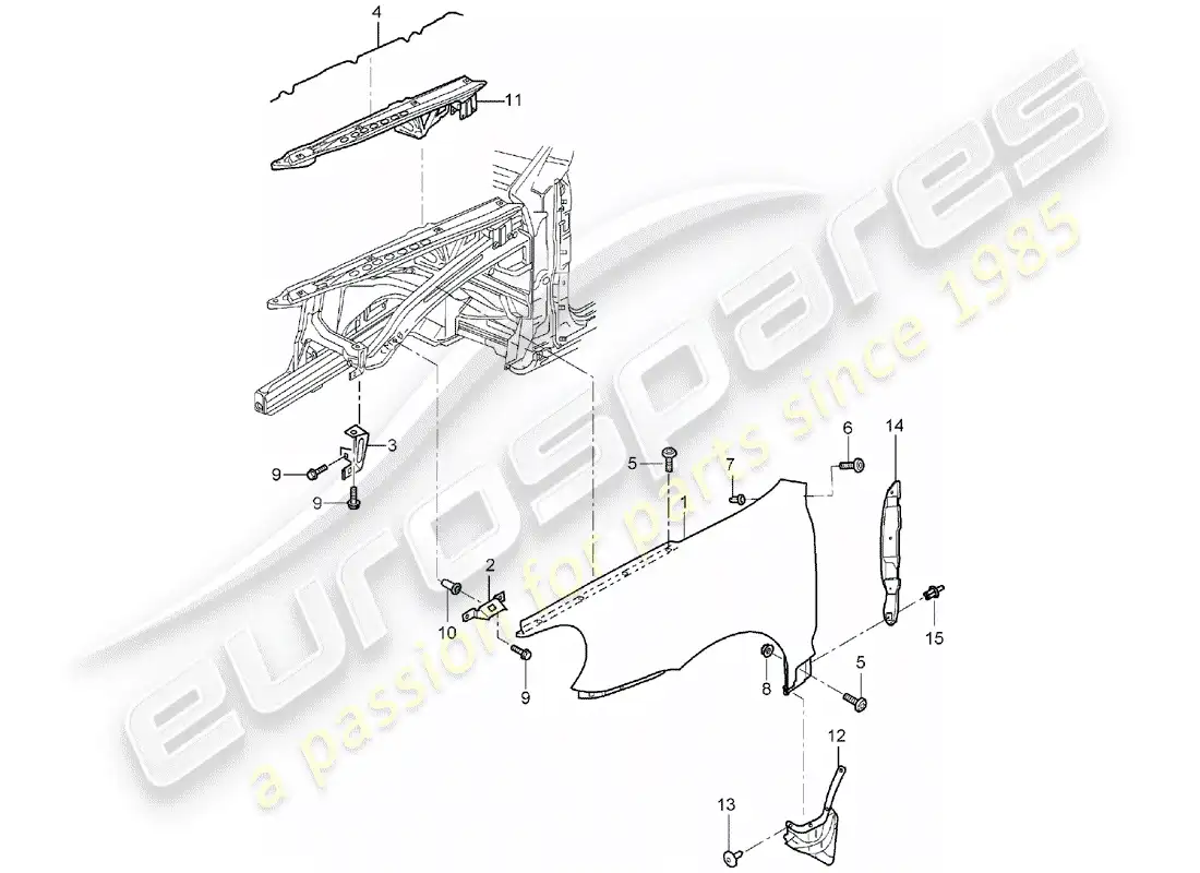 porsche 2006 (cayenne e1 9pa) defensa diagrama de piezas